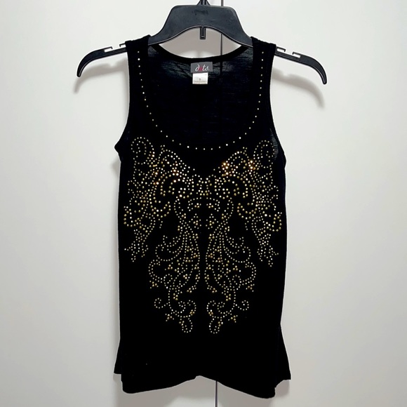 Sparkly Black & Gold Rhinestone Studs Tank Top - Dots - Small - Picture 6 of 8